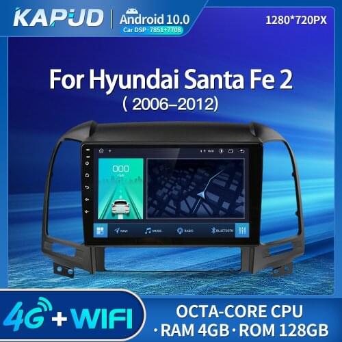 Kapud Android 10.0 Auto Radio 9" Car Multimedia Player Stereo For Hyundai Santa Fe 2 2016 2017-2012 GPS Navigation