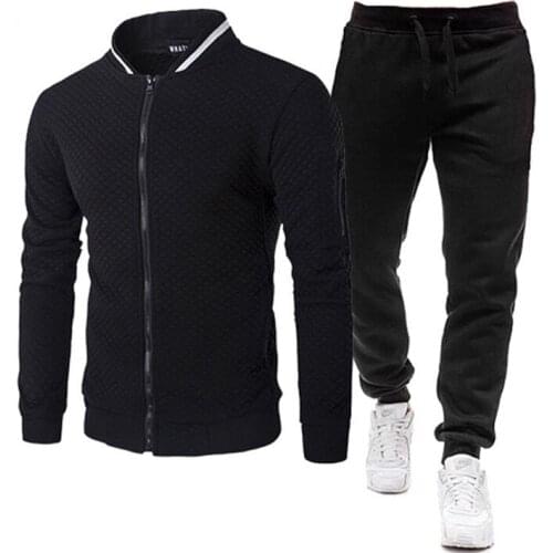 Men Set Autumn Winter Fleece Thicken Sweatshirt Mens Tracksuit +Pants 2021 Brand Sportswear Man 2PCS Stand Collar Hoodie Jacket