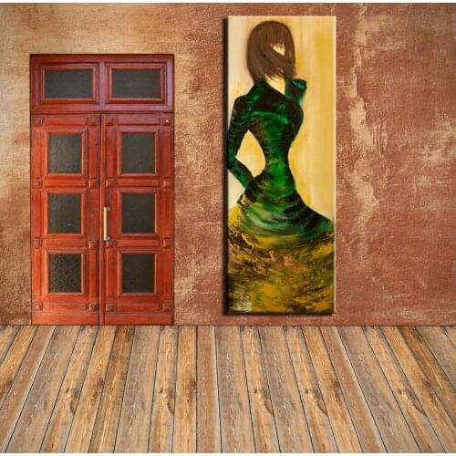 Wall Pictures A green fashionable young women wall paintings for home decor idea oil painting art print on canvas No Framed