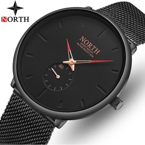 NORTH Top Brand Mens Watches Fashion Luxury Watch Men Stainless Steel 30M Waterproof Sport Quartz Mens Watches Relogio Masculino