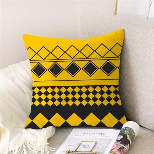New Style Geometric Yellow Pillowcase Decorative Cushion For Sofa DIY Printed Pillow Chair Car Cushion Christmas Home Decoration