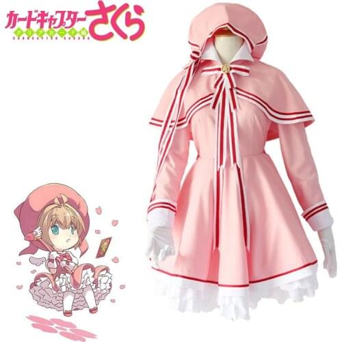 2020 New Halloween Costume Cardcaptor Sakura: Clear Card Sakura Kinomoto Pink Dress Cosplay Costume School Uniform Sailor Suit