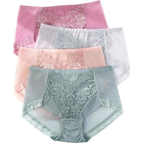 New Womens Panties Lace and Mesh Material Hight Waist Breifs Seamless Underpants Sofe Breathalbe Panties Female Underwear
