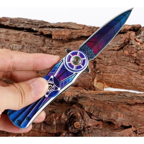 New Damascus Tactical Knife 58HRC Steel 7Cr15 Blade Gyro Style Knife Outdoor Folding Blade Knife Camping Kitchen Hunting Knives