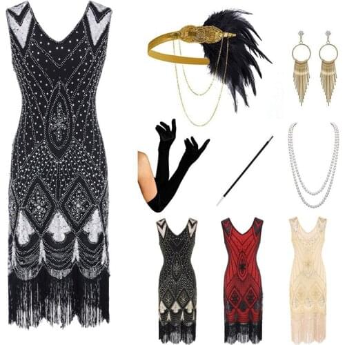 New 1920S Retro Sequin Fringe Dress For Women Vintage Great Gatsby Party Clothes Latin Dance Dress Customizable Colors DQL4234
