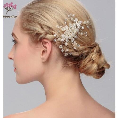 Popodion Wedding Accessories Rhinestone Comb Bride Headwear Wedding Accessories Decoration WAS10118
