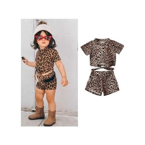 Explosion models spring and summer 2-6 years old children baby new childrens clothing leopard print girl fashion suit