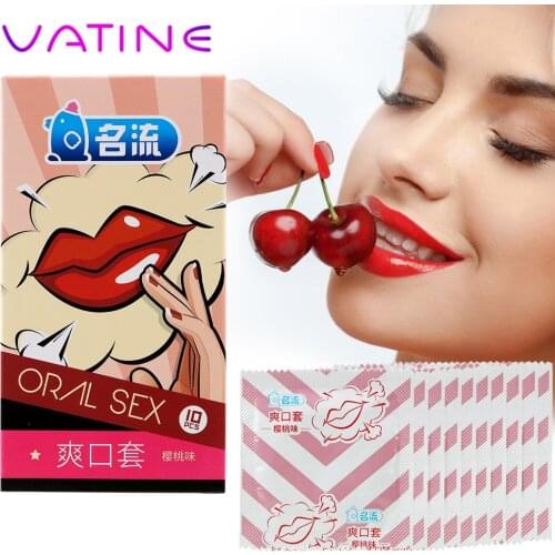 VATINE 10Pcs/Box Cherry Flavor Natural Latex Condoms Safe Contraception Sex Toys for Men Oral Sex Condom Penis Sleeve Blowjob