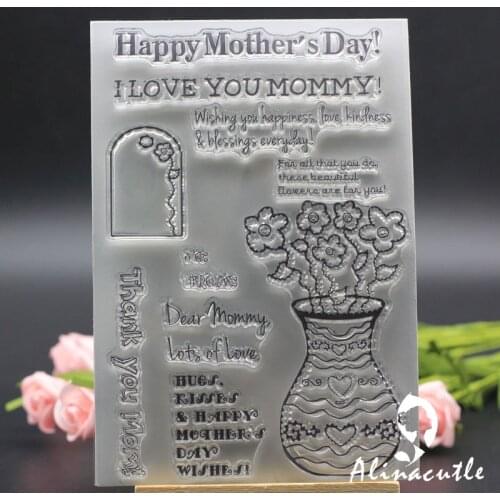 CLEAR STAMPS happy mothers day Scrapbooking Card paper craft handmade silicon rubber roller transparent clear stamp Alinacraft