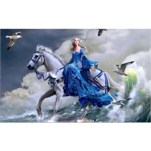 Counted Cross Stitch Kits Needlework Embroidery - Crafts 14 ct Aida DMC Color DIY Arts Handmade Home Decor - Beauty on Horse