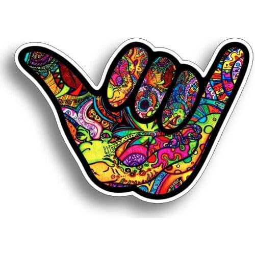 Shaka Hang Loose Graffiti Sticker Tattoo Car Window Bumper Cup JDM Vinyl Decal 5 tall x 3.5 wide