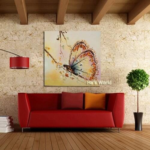 Handmade Modern Simple Decorative Butterfly Picture Oil Painting On Canvas Wall Art For Living Room As Unique Gift Animals