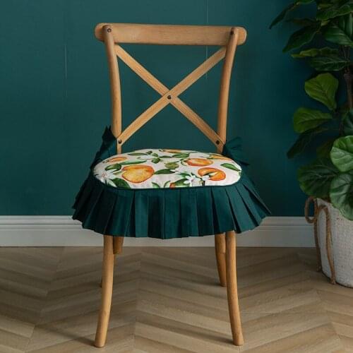 Country Style Printing Armchair Cushion with Strap Home Dining Chair Soft Pad Hotel Creative Seat Mat(Do Not Include Chair)