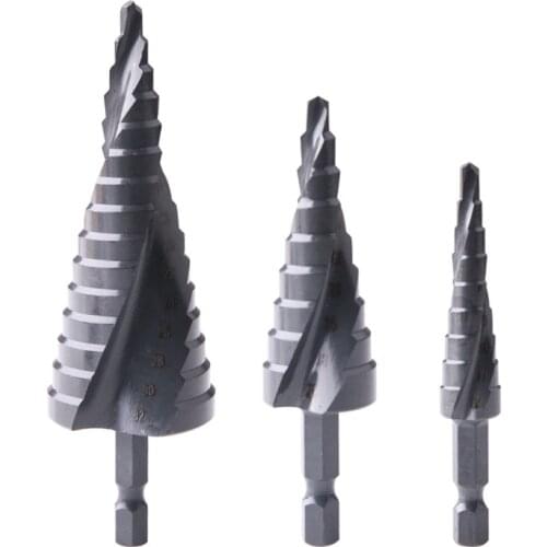 Citop Hex Shank 4-12/20/32mm HSS Step Cone Drill Bit Nitride Coated Cutter Drills Spiral Groove Step Hexagon Drill Bit