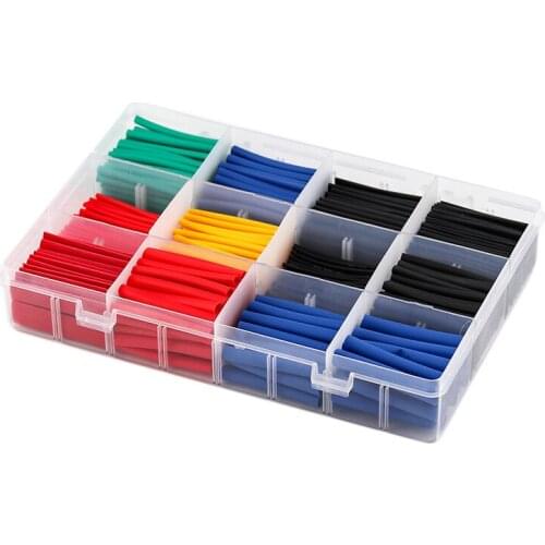 530pcs/Boxed Polyolefin Shrinking Assorted Heat Shrink Tube Wire Cable Insulated Sleeving Tubing Set 2:1 Waterproof Pipe Sleeve