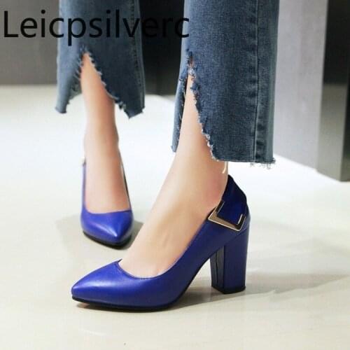 Pumps Spring and autumn new style Pointed Shallow mouth Thick heel High heel Womens single shoe plus size 34-43