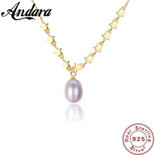 High Quality 925 Sterling Silver Natural Pearl With Star Necklace For Women Wedding Party Jewelry Choker