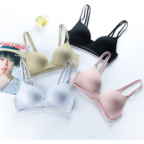 Wasteheart Female New Women Fashion Black Green Pink Wireless Padded Bras Push Up Wire Free Sexy One-Piece Bras Bralette A B