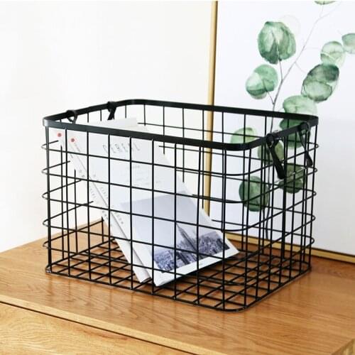 Iron collection basket family collection basket square snacks bedroom dirty clothes toys storage basket