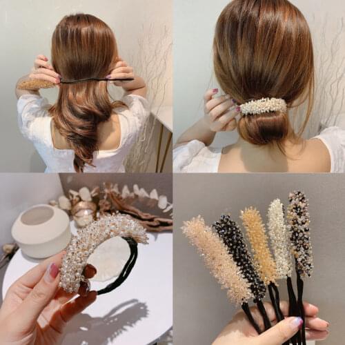 High Quality Pearl Crystal Headdress Fashion Women Bun Maker Ball head curler Hair Style Making Tools Hair Accessories