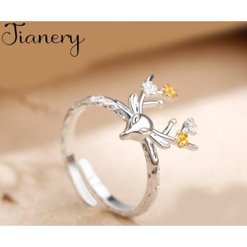 New Charming Deer Antlers Finger Ring for Women Vintage Boho Knuckle Party Rings Gothic Punk Jewelry Gifts for Girls 2020