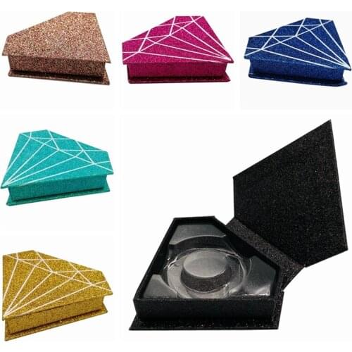 10Pcs Diamond False Eyelashes Packaging Box Fashion Personality Fake 3D Mink Lashes Boxes Faux Strip Diamond Shape Case Empty