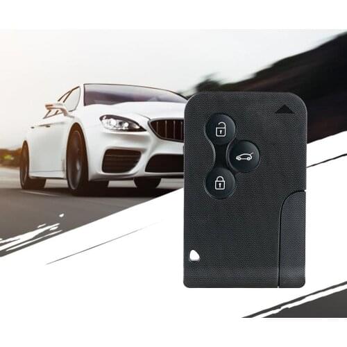 3 Button Smart Card For Renault Clio Logan Megane 2 3 Koleos Scenic Card Case Black Car Key Fob Shell With Small Key