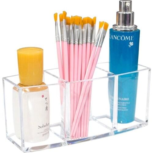 3 grids Acrylic Cosmetics Makeup Organizer Box Makeup Brush Eyeliners Display Storage Holder Organizer eyebrow pencil organizer