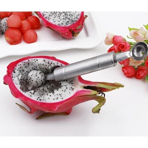 3Pcs Dual-head Stainless Steel Stacks Spoon Watermelon Kitchen Ice Cream Fruit Spoon Home Kitchen Accessories Dig Spoon