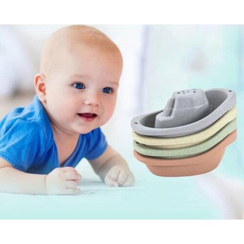 6PCS Baby Stacking Cup Toy Folding Boat Shape Tower Bathing Shower Swimming Pool Play Water Kit Education Toys For Kids Bath Toy