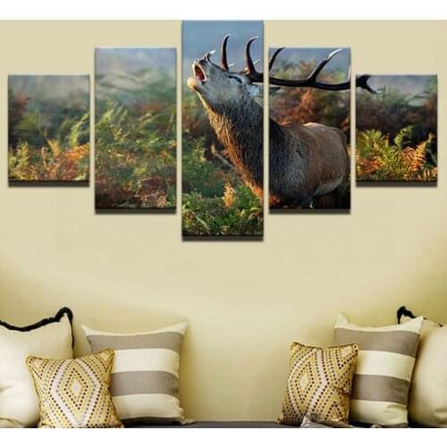 Abstract Painting Photo Wall Modular Pictures 5 Panel Animal Deer For Living Room Decorative Painting HD Poster Canvas Painting