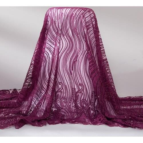 African Lace Fabric 2021 High Quality Lace French Tulle Nigerian Laces 5 Yards Purple Diy Sewing Dersses For Women Wedding A2545
