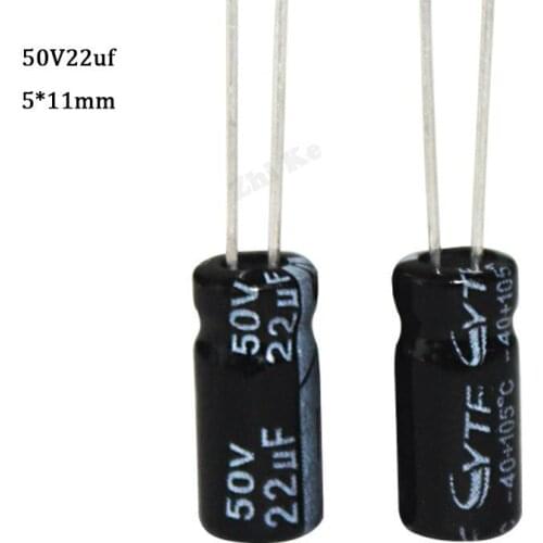 50pcs/lot 50v 22uf 5*11mm Aluminum electrolytic capacitor 22uf 50v 5*11mm