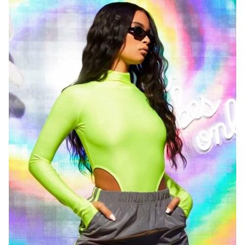 Fall Winter Turtleneck Long Sleeve Thong Bodysuit Tops Women Fashion Sexy Slim Bottoming Bodycon Green Casual Jumpsuit Clothes