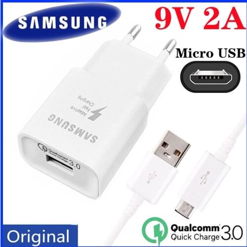 Samsung S7 Edge Fast Charger 18W Original QC 3.0 Charge Adapter Micro USB 2A Cable For Galaxy Note 4 5 S4 S6 J3 J5 J7 A3 A5 A7