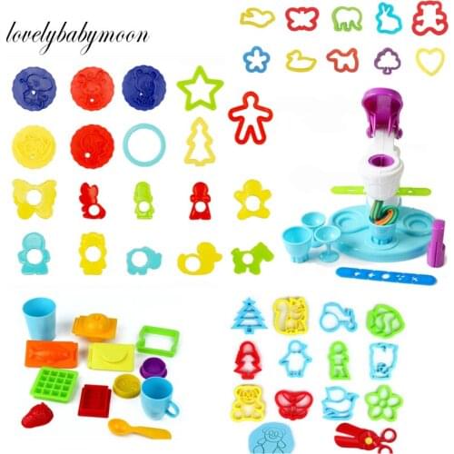 Color Play Dough Model Tool Toys Creative 3D Plasticine Tools Playdough Set Clay Moulds Deluxe Set Learning Education Toys