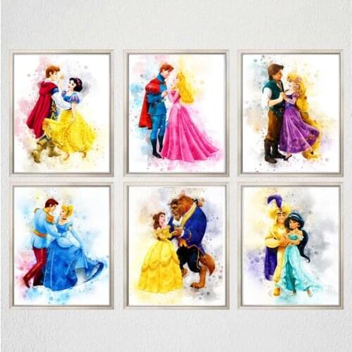 Disney Nordic Cartoon Princess Canvas Art Paintings Modular Poster and Print Wall Art Picture Girl Room Cuadros Home Decoration