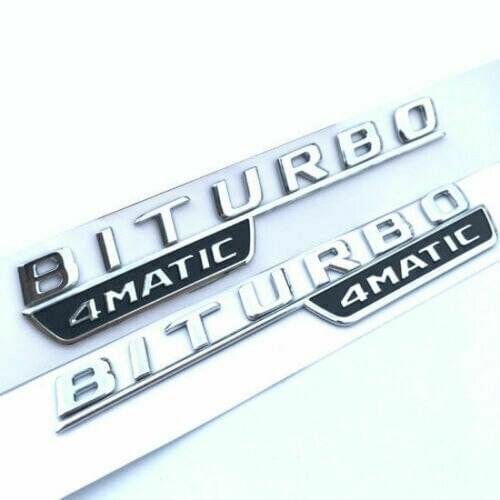For 2x Chrome BITURBO 4MATIC Letters Sides Emblem Emblems Badges 4MATIC BITURBO