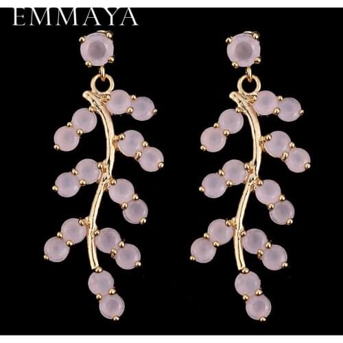 EMMAYA New Ladies Gold Color CZ Crystal Earring Zircon Pierced Flowers Earring High Quality
