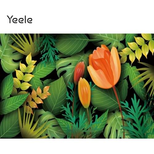 Yeele Summer Flowers Backdrops Photographic Props Baby Shower Green Leaves Background Pet Photos For Photography Studio Shoots