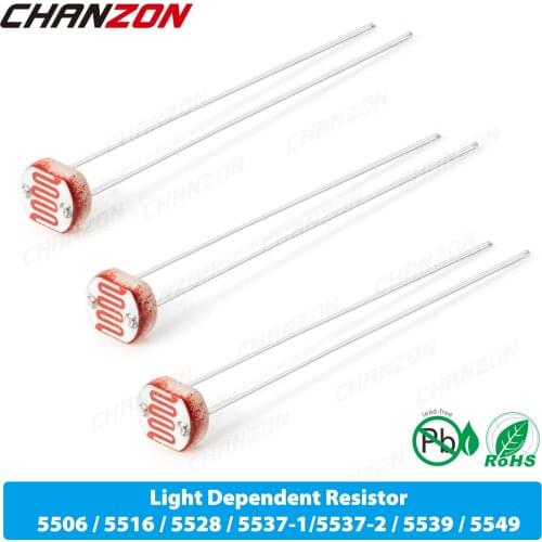 20 Pieces Photoresistor Ldr Cds Arduino Photo Resistor 5516 5528 5506 5539 5549 5537 5mm Light Dependent Photocell Resistors