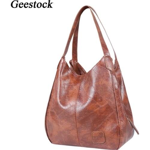 Geestock 2020 Fashion Top-Handle Bags Large Capacity Handbags Soft Leather Shoulder Bags Ladies Totes Bag