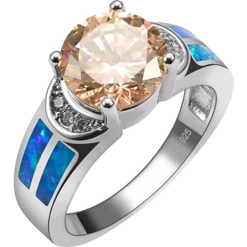 Morganite With Blue Fire Opal 925 Sterling Silver Ring Beautiful Jewelry Size 6 7 8 9 10 R1496
