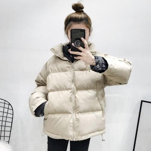 Cotton Winter Thick Padded Jacket Female Students Harajuku Loose Oversize Parkas Thick Winter Zipper Pockets Female Warm Parka