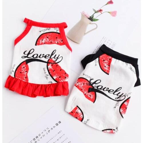 Summer Pets Dogs Clothing For Small Medium Dogs Dress Puppy Dog Shirt Cotton Pet Dress Watermelon Puppy Pet Clothes Ropa Perro