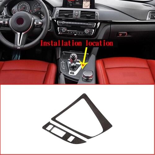 LHD Real Carbon Fiber For BMW M3 M4 F80 F82 F83 2014-2018 Car Gear Shift Frame Panel Trim Left Hand Drive Accesssories