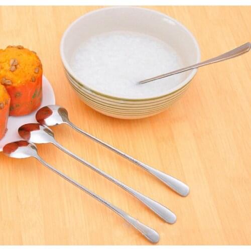 190/195/230mm Coffee Tea Stir Spoon Long Handle Ice Cream Dessert Spoons Stainless Steel Tableware Kitchen Supplies