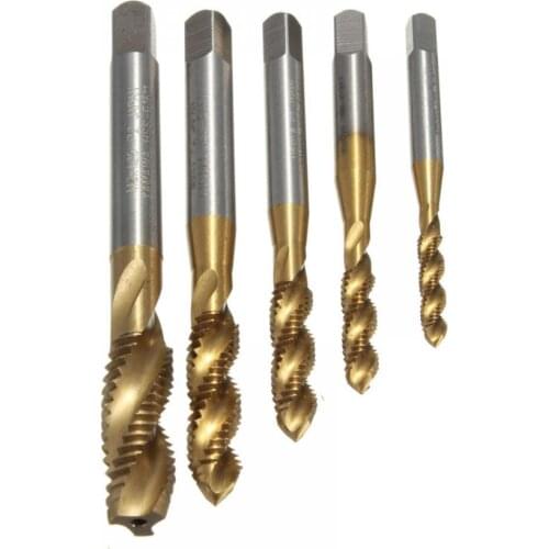 M3 M4 M5 M6 M8 Titanium Plated Hss Screw Thread Metric Tap Drill Bits High Speed Steel Titanium Quick Change Hex