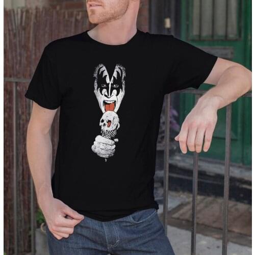 2019 Male Best Selling KISS Gene Face Men Black T-shirt Rock Band Fan Tee Shirt Sizes S M L XL XXL Summer Tee Shirt