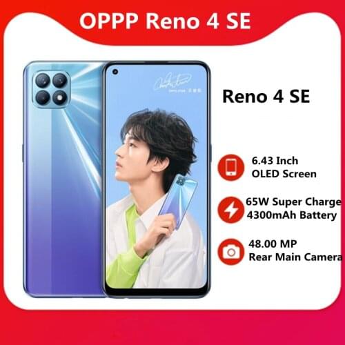 Original OPPO Reno 4 SE Cell Phone4300 mAh Battery 65W Super Charge 6.43 inch OLED Screen Rear Main Camera 48.00 MP